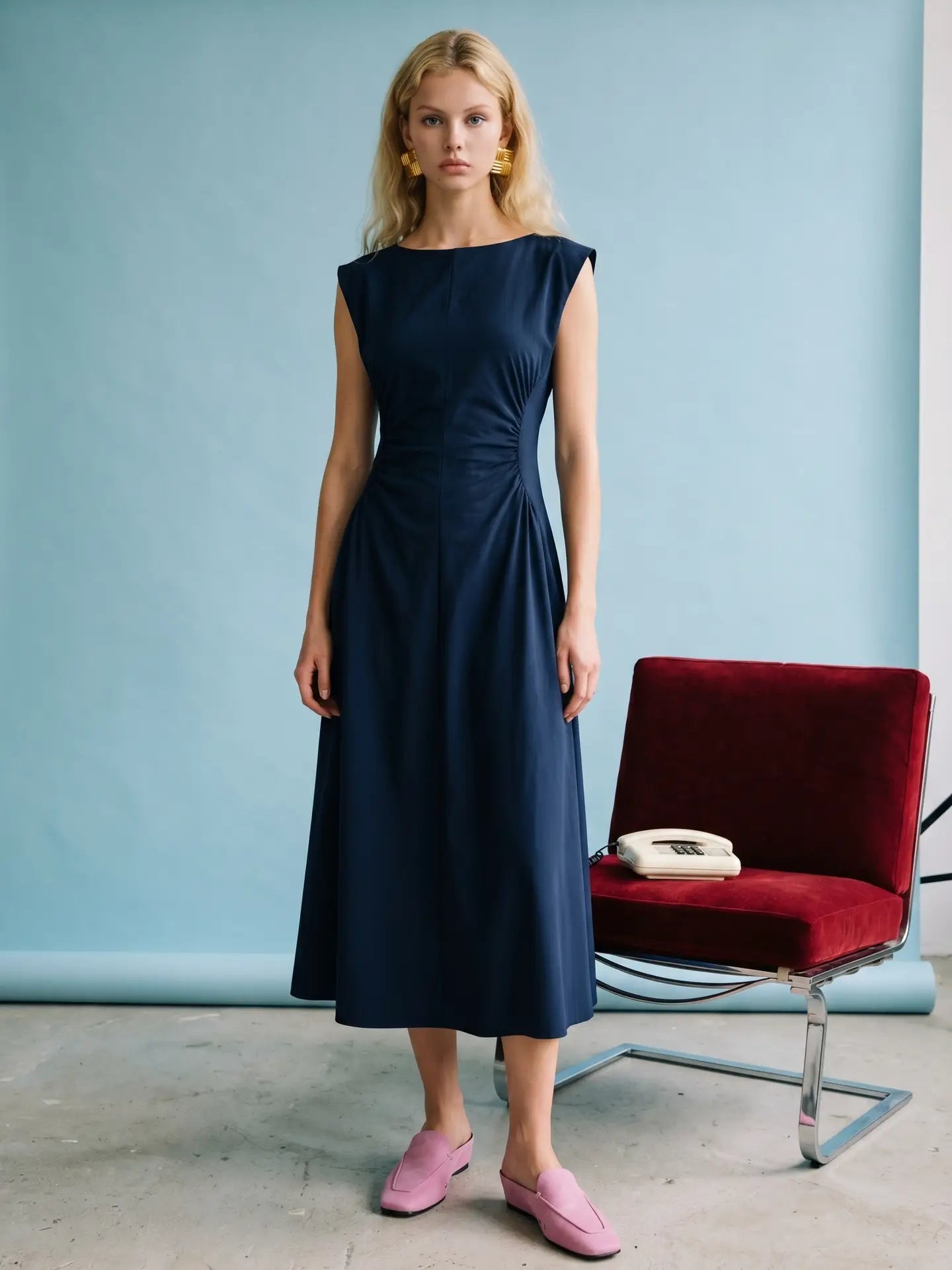 Mabel Ruched Midi Dress