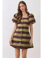 Liora Striped Puff Sleeve Mini Dress