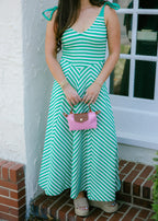 Braelyn Striped Bow-Strap Maxi Dress