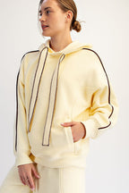 Fleeced Terry Oversized Piping Hoodie