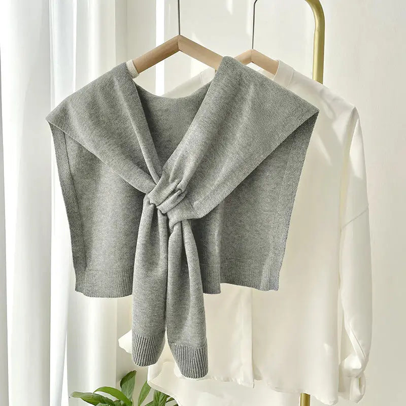 Maeve Knitted Crossed Solid Shawl