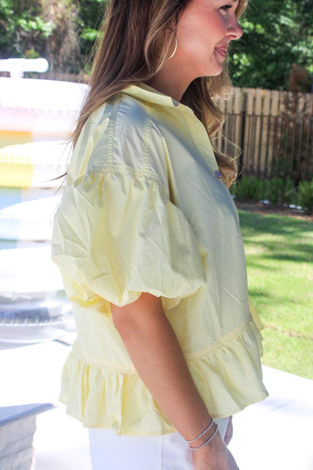 Marcelline Ruffle Hem Buttoned Blouse