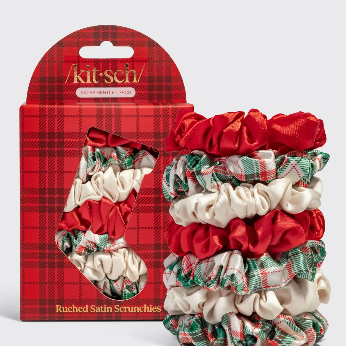 Holiday Ruched Satin Scrunchies 7pc Set