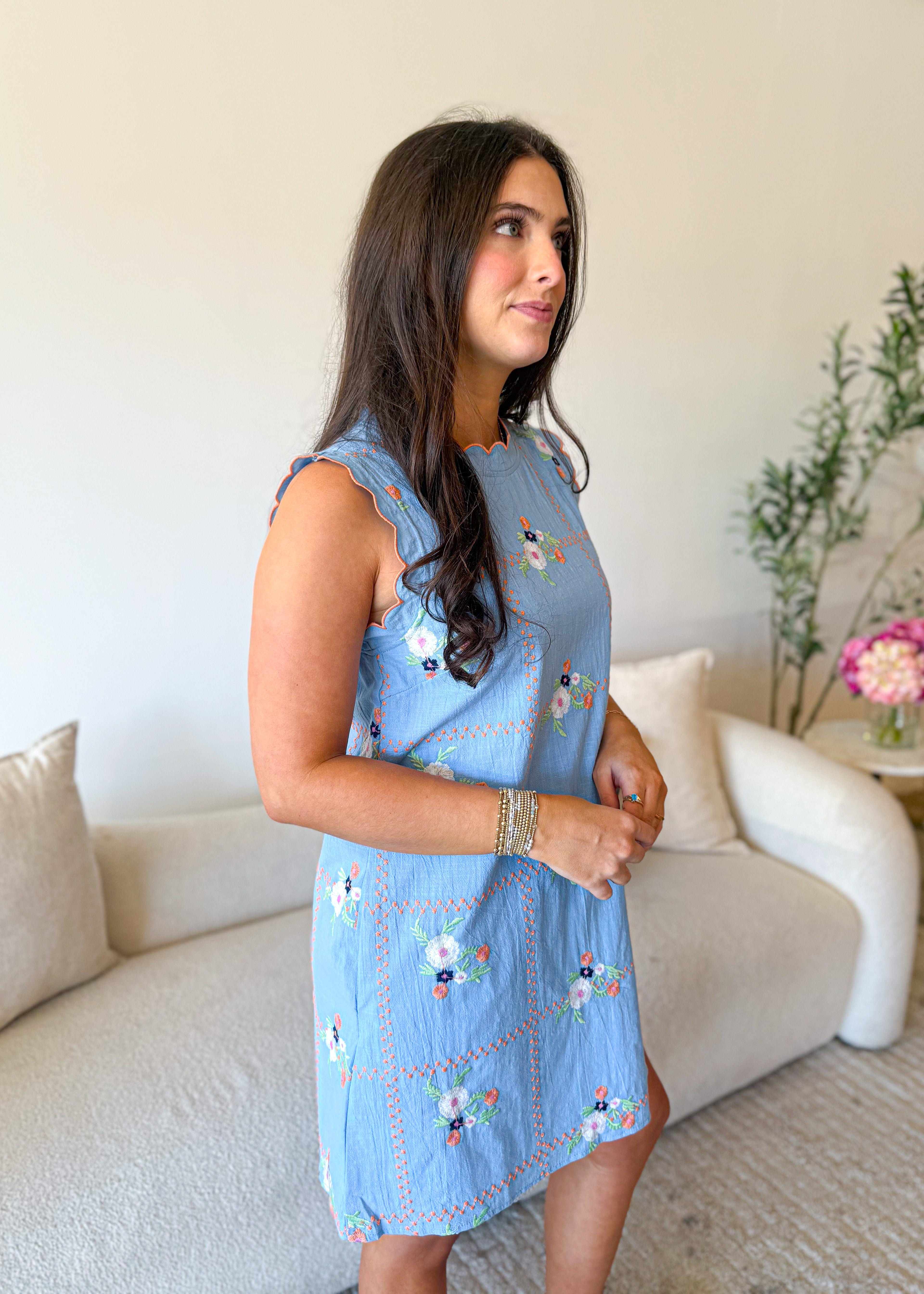 Meadow Scalloped Mini Dress