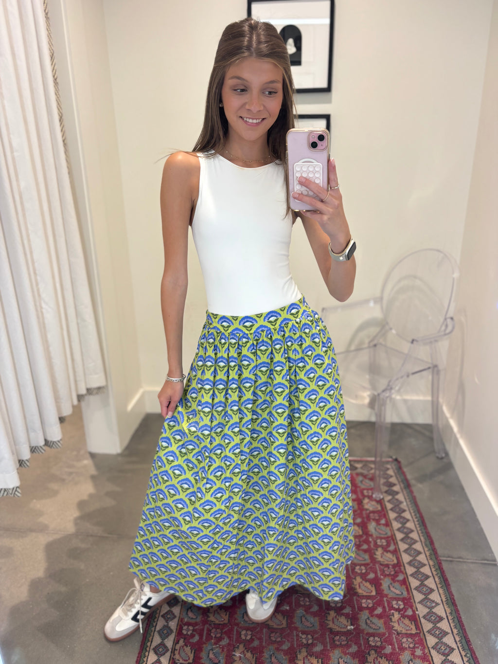 The Bradford Green Midi Skirt