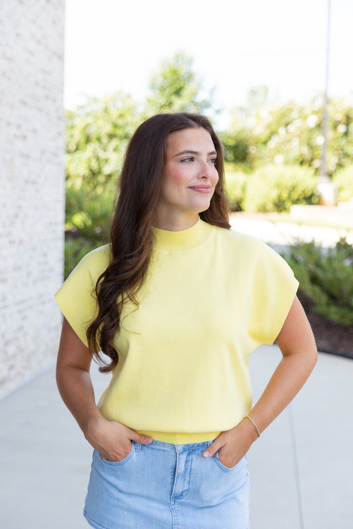 Marina Mock Neck Top in Banana