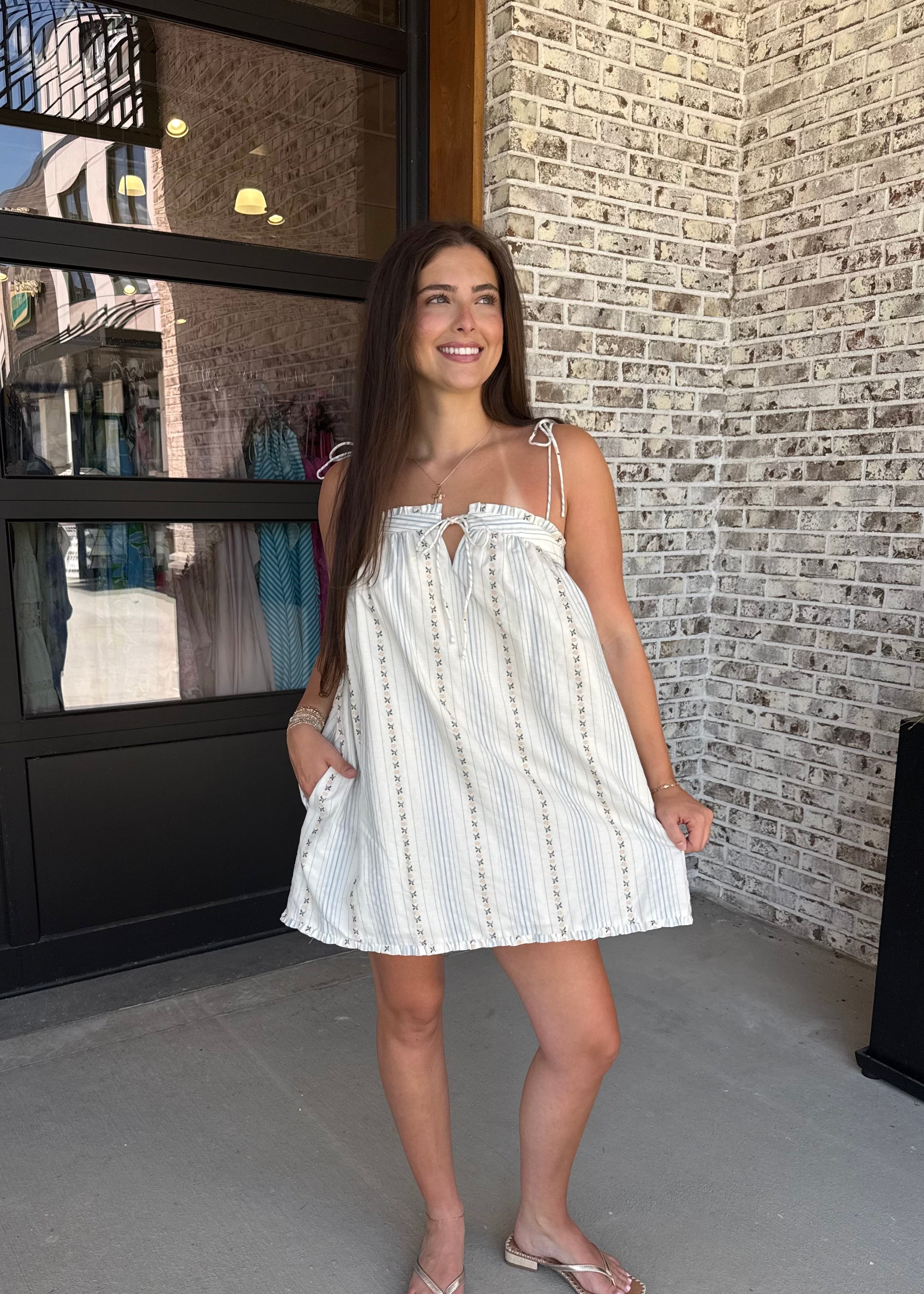 Nadia Shoulder Tie Mini Dress