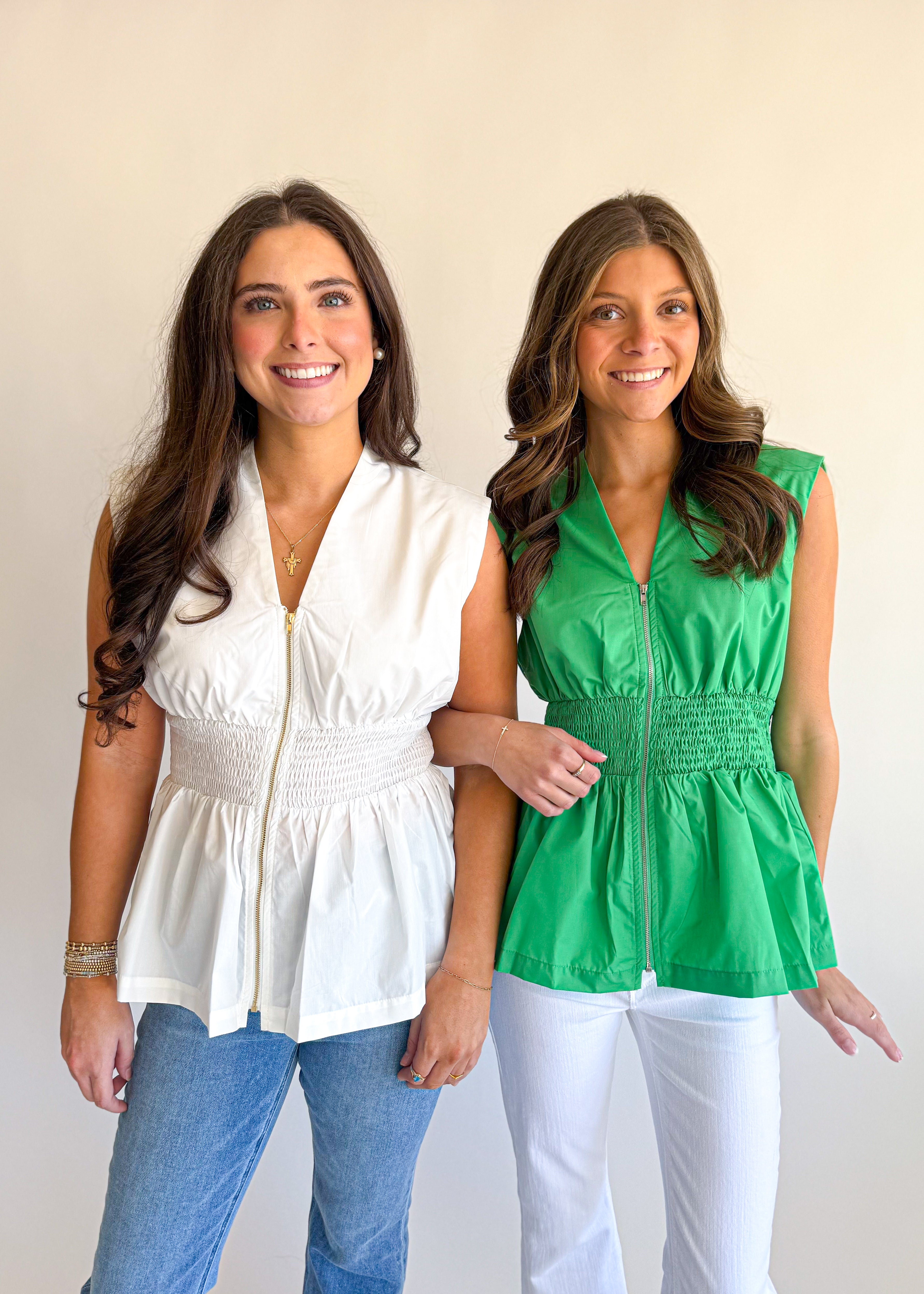 Millie Zip Front Peplum Top