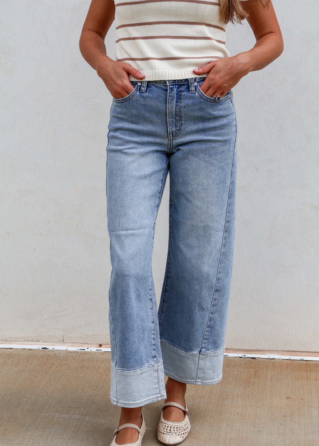 Camila Cuffed Wide‑Leg Jeans