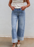 Camila Cuffed Wide‑Leg Jeans
