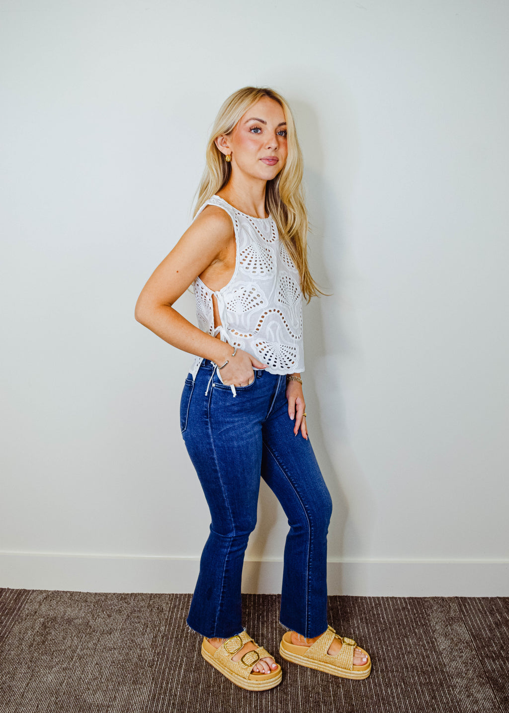 Cropped Denim Flare Jeans