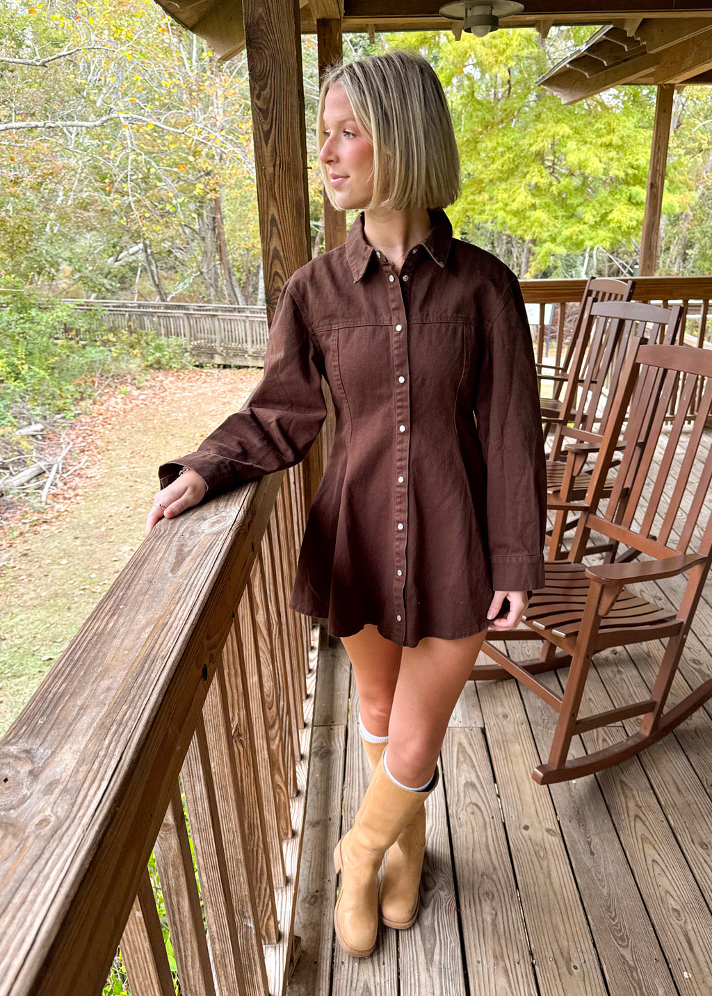 Clara Button-Front Mini Dress