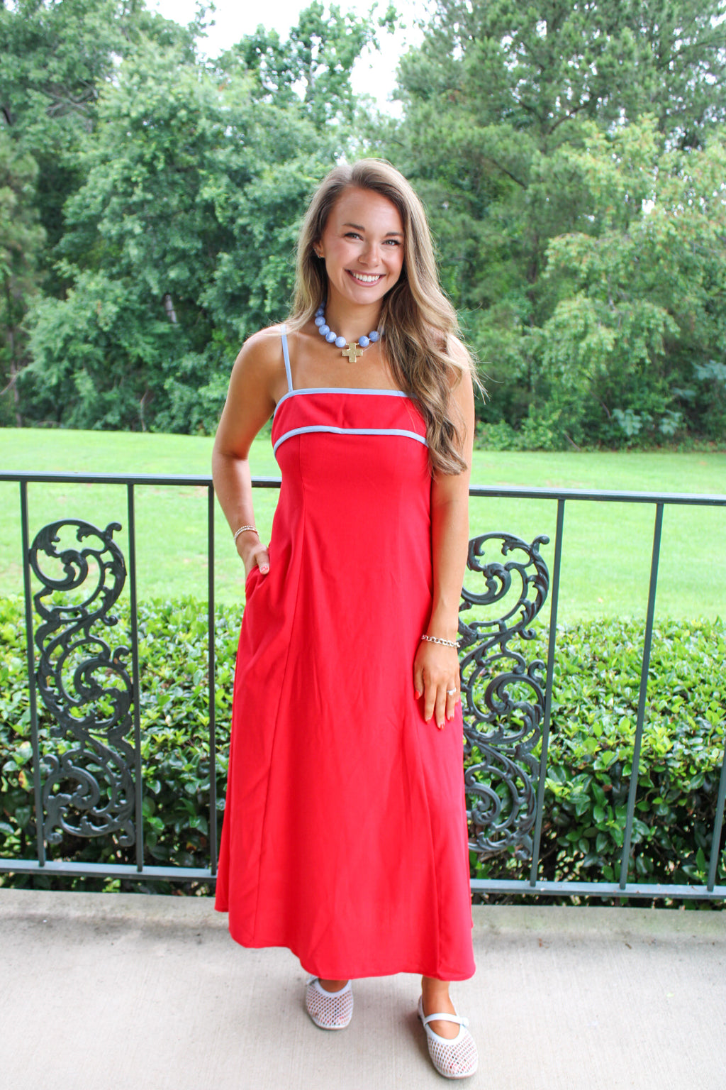 Maren Contrast Trim Maxi Dress