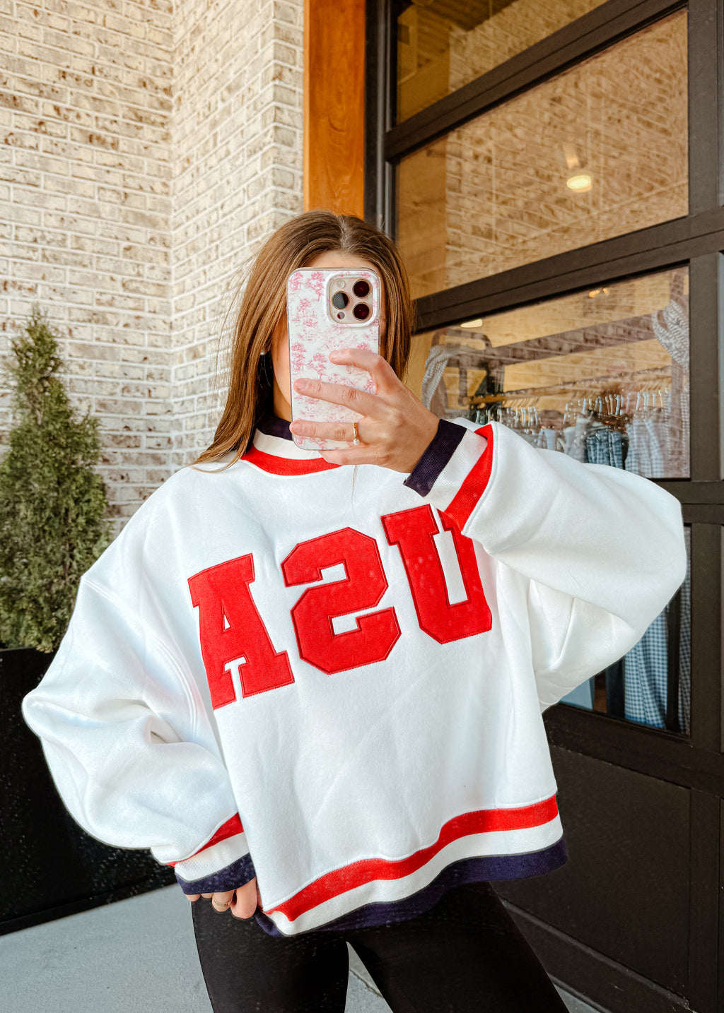 USA Contrast Trim Sweatshirt