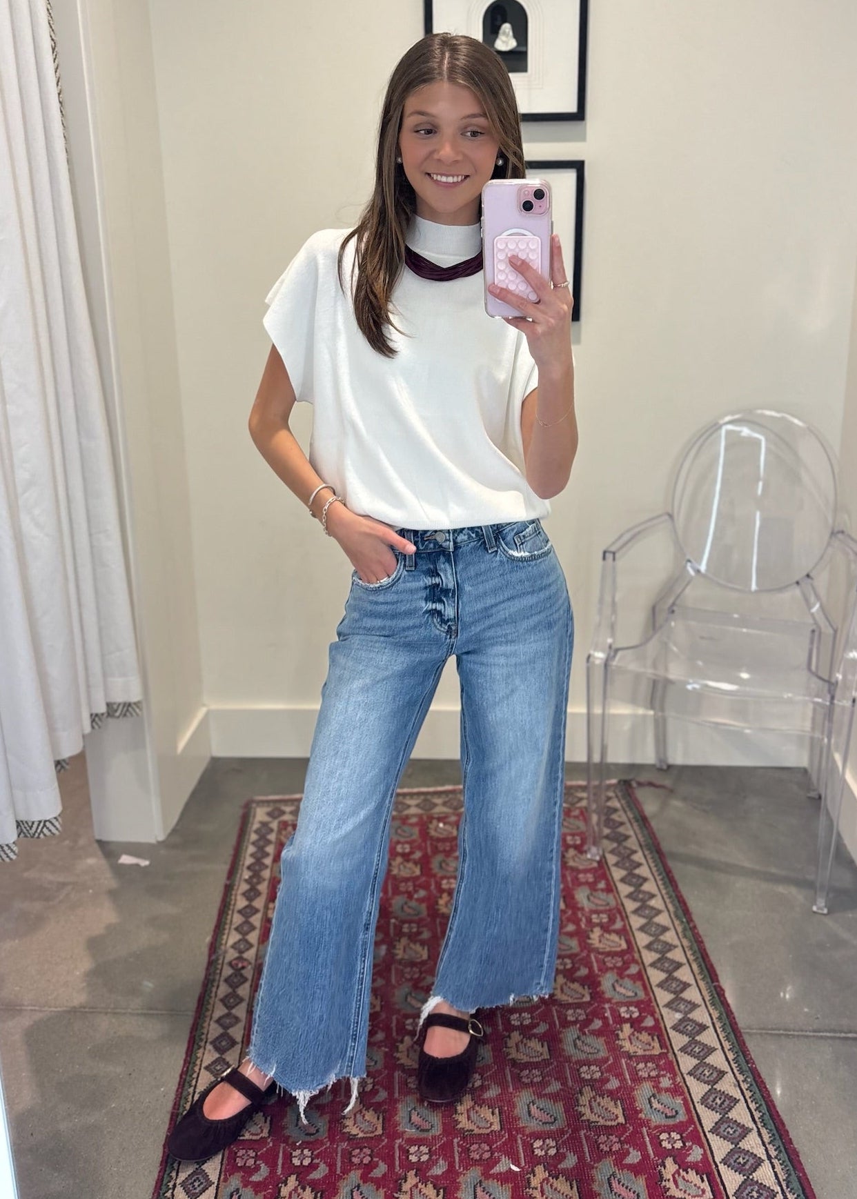 High Rise Distressed Wide Leg Jeans