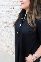 Evelyn Button Front Shirt Midi Dress