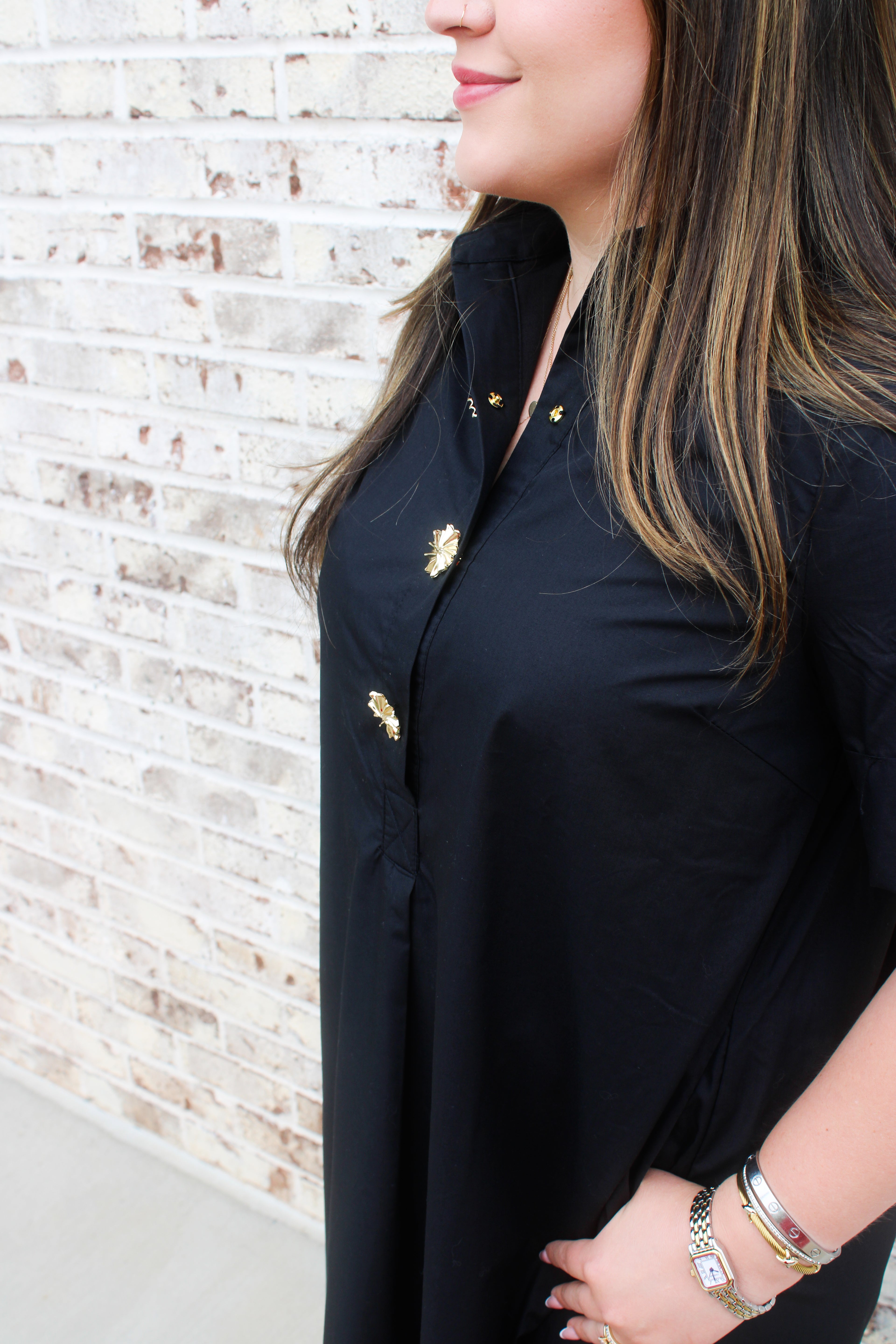 Evelyn Button Front Shirt Midi Dress