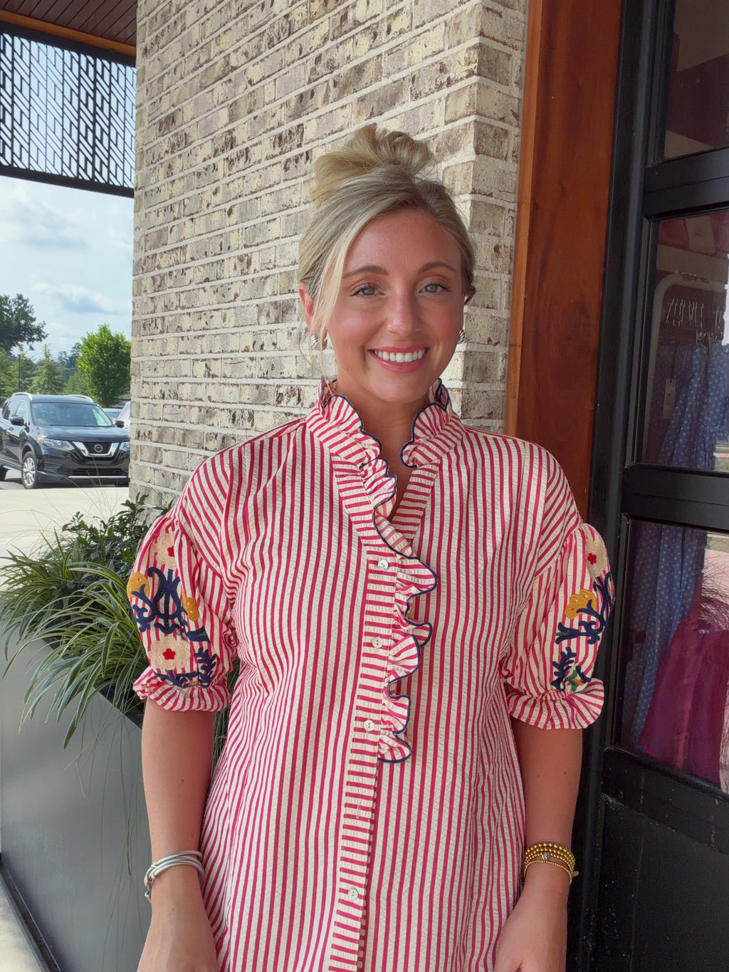Pattern Play Ruffle Blouse