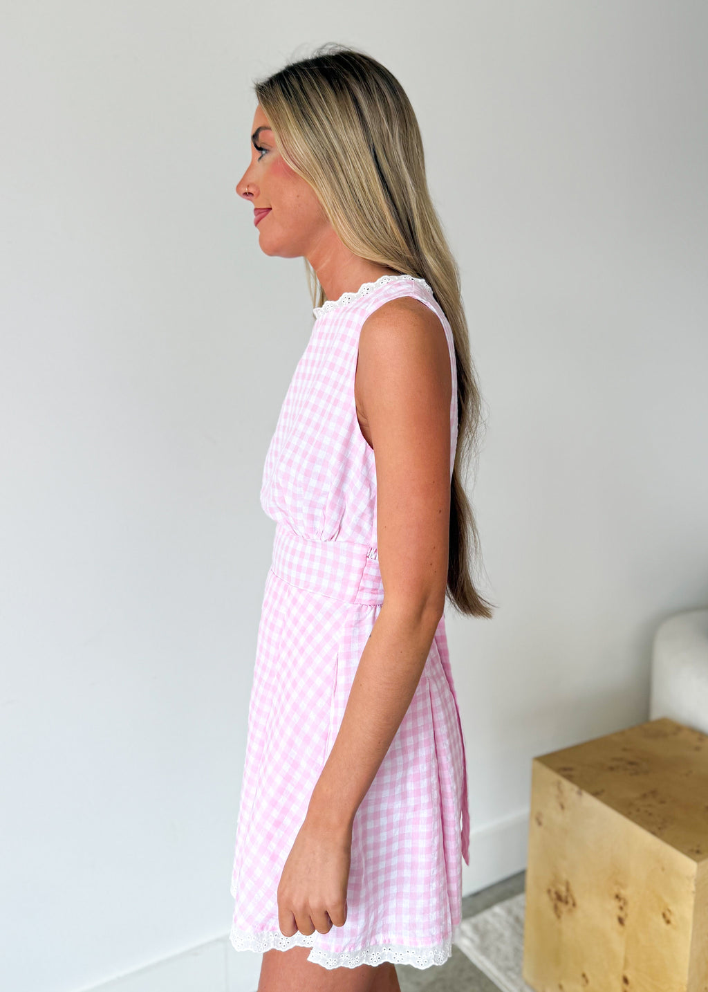 Rosalie Gingham Lace Romper