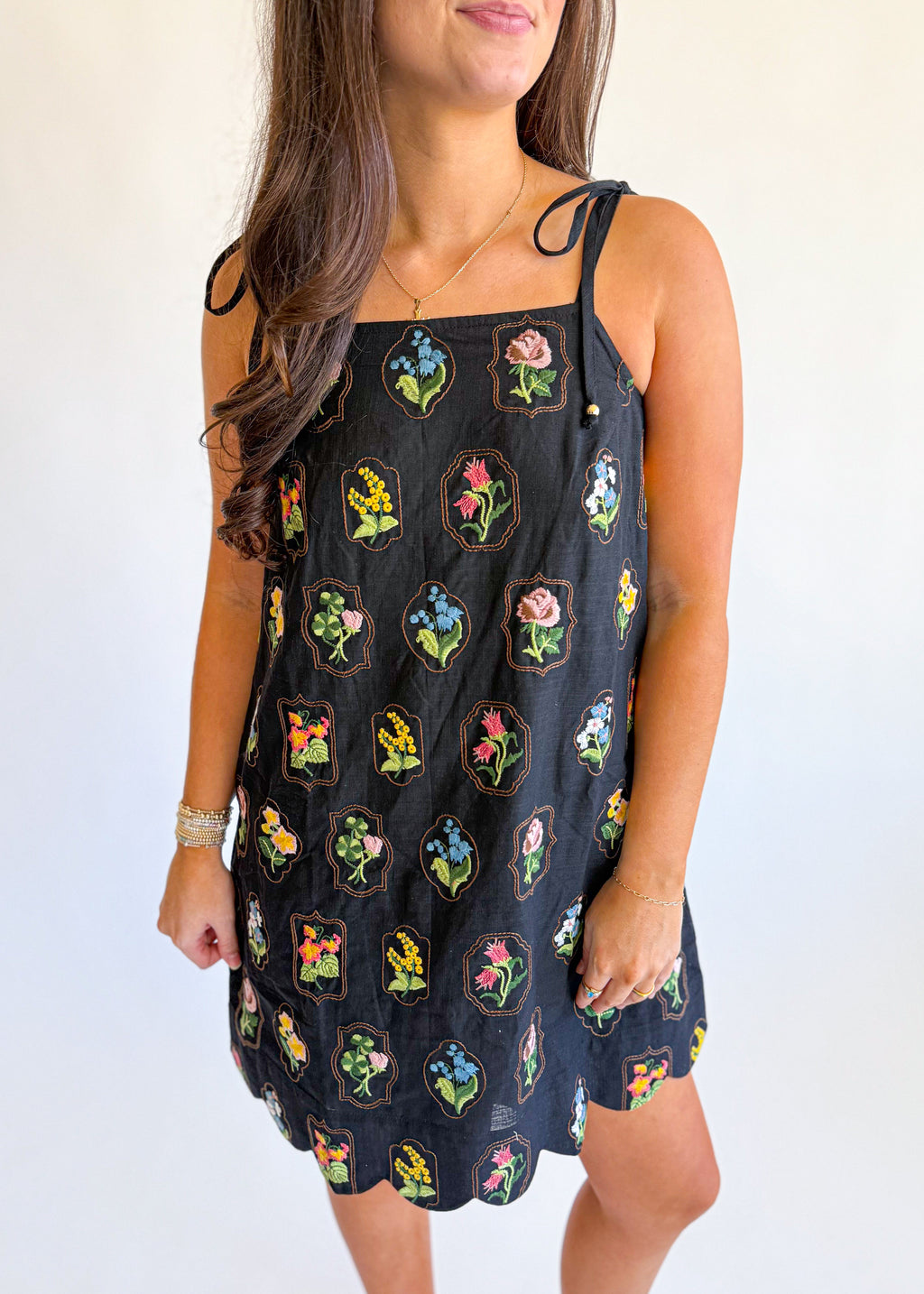 Printed Tie Strap Mini Dress