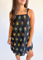 Printed Tie Strap Mini Dress