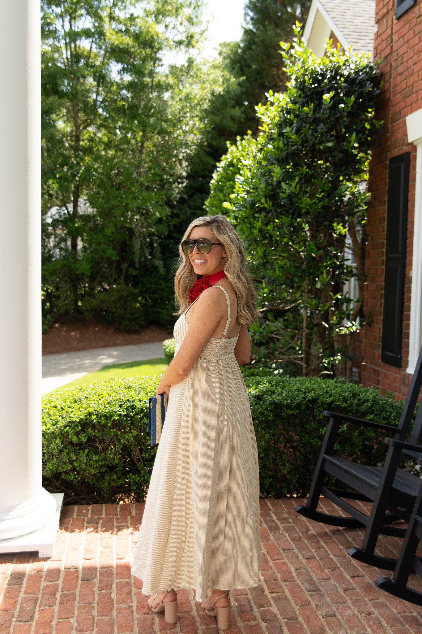 Rachel Striped Sleeveless Midi Dress