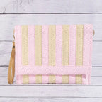 Tori Two-Tone Striped Clutch
