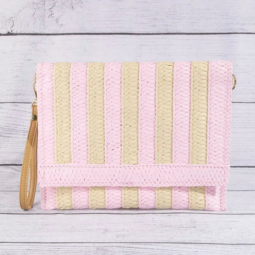 Tori Two-Tone Striped Clutch