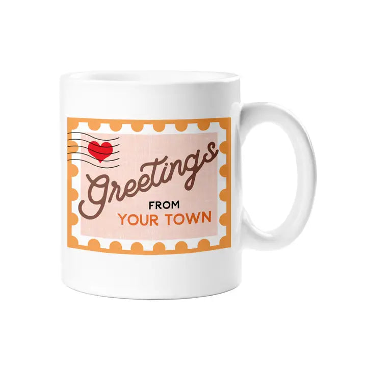 Personalized City Mug - Postage Stamp Name Drop Design