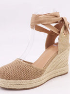 Womens Espadrille Lace Up Pumps
