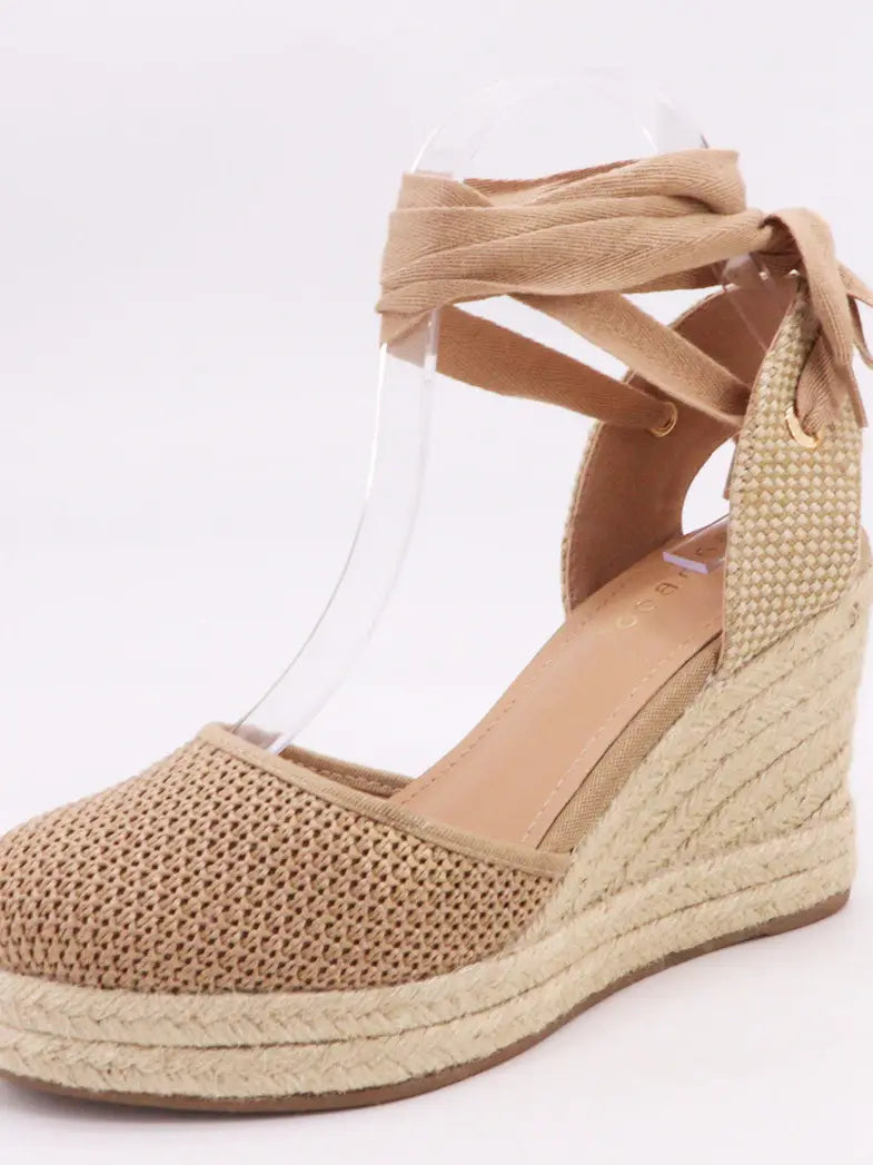 Womens Espadrille Lace Up Pumps