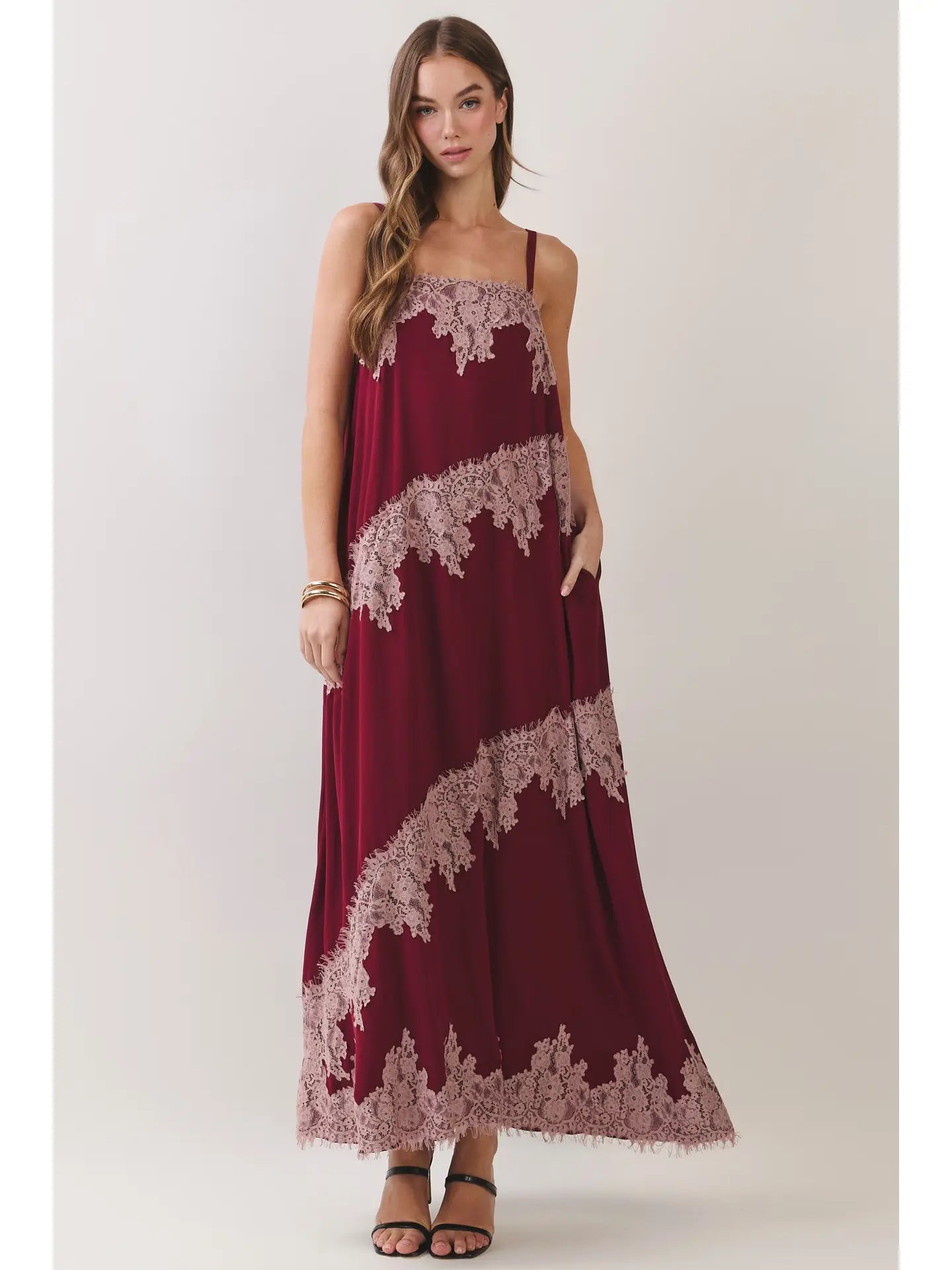 Gianna Lace Trim Midi Dress
