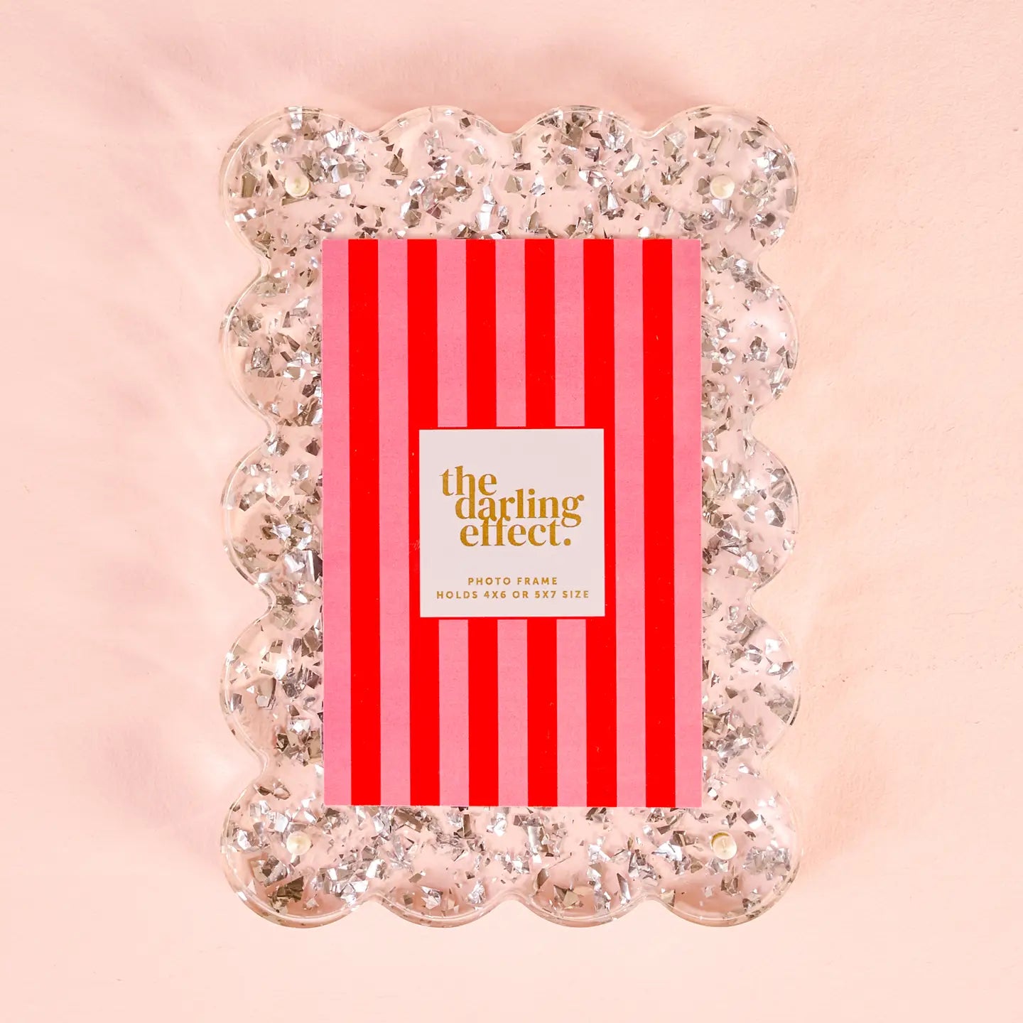 Rectangle Scalloped Acrylic Frame - Silver Glitter