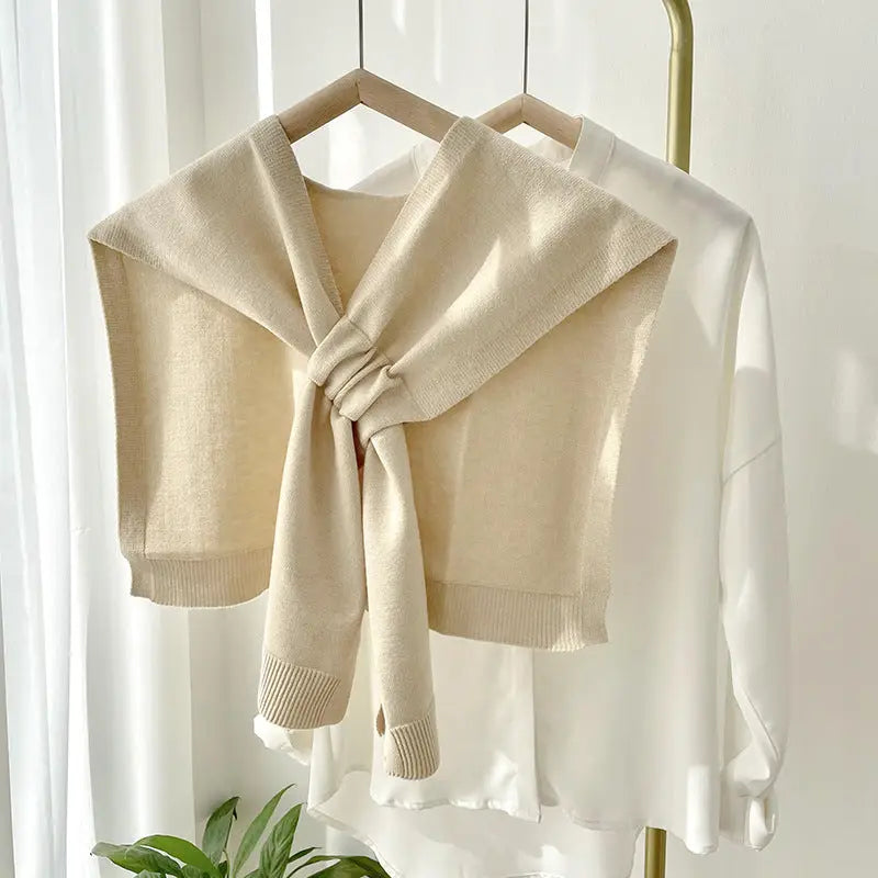 Maeve Knitted Crossed Solid Shawl