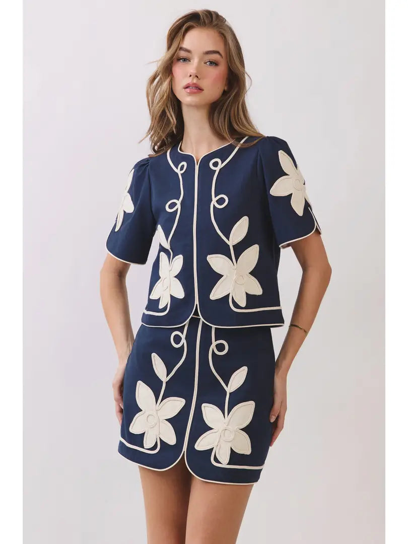 Lena Floral Appliqué Top