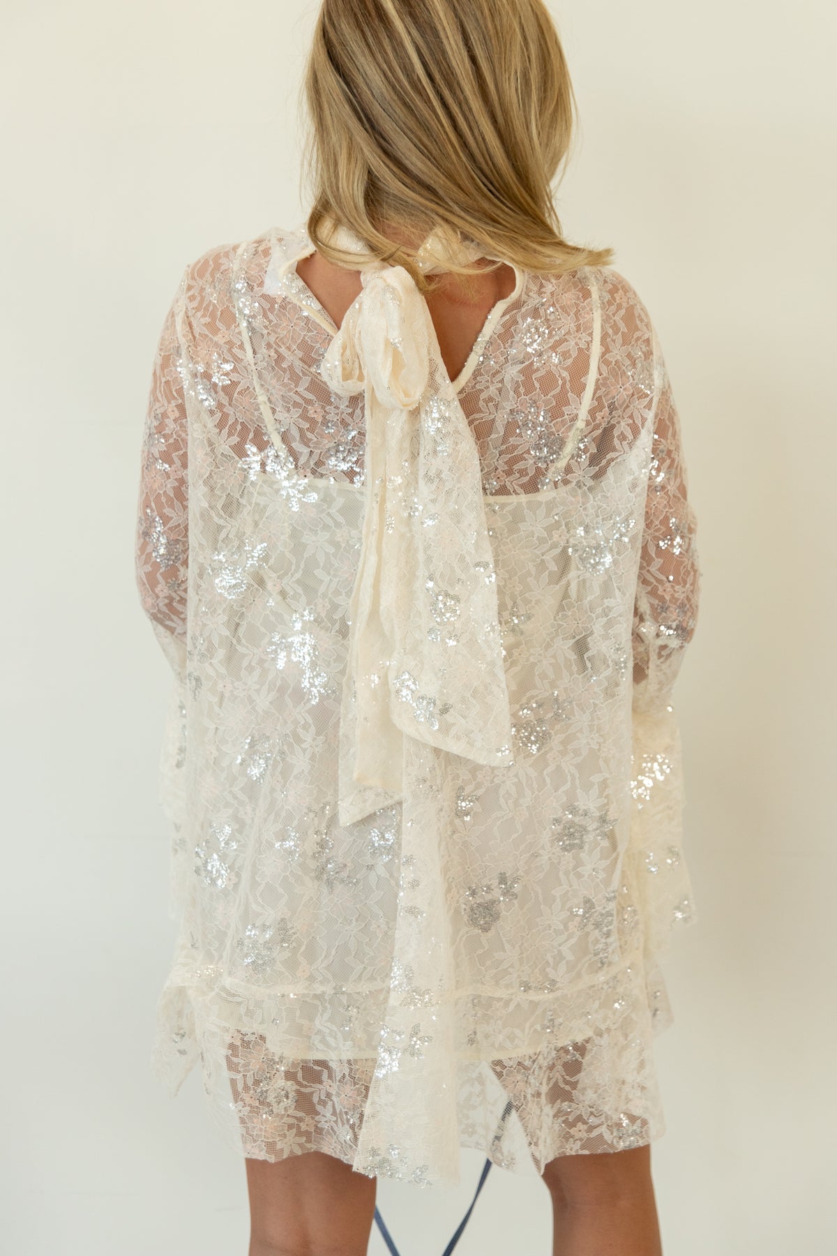 Soft Lace Sequin Mini Dress