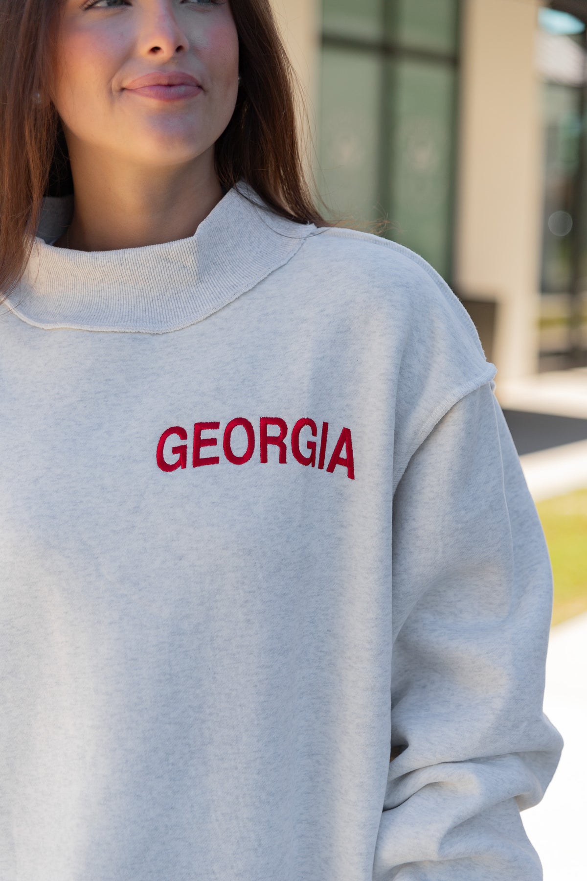 Georgia Embroidered Mock Neck