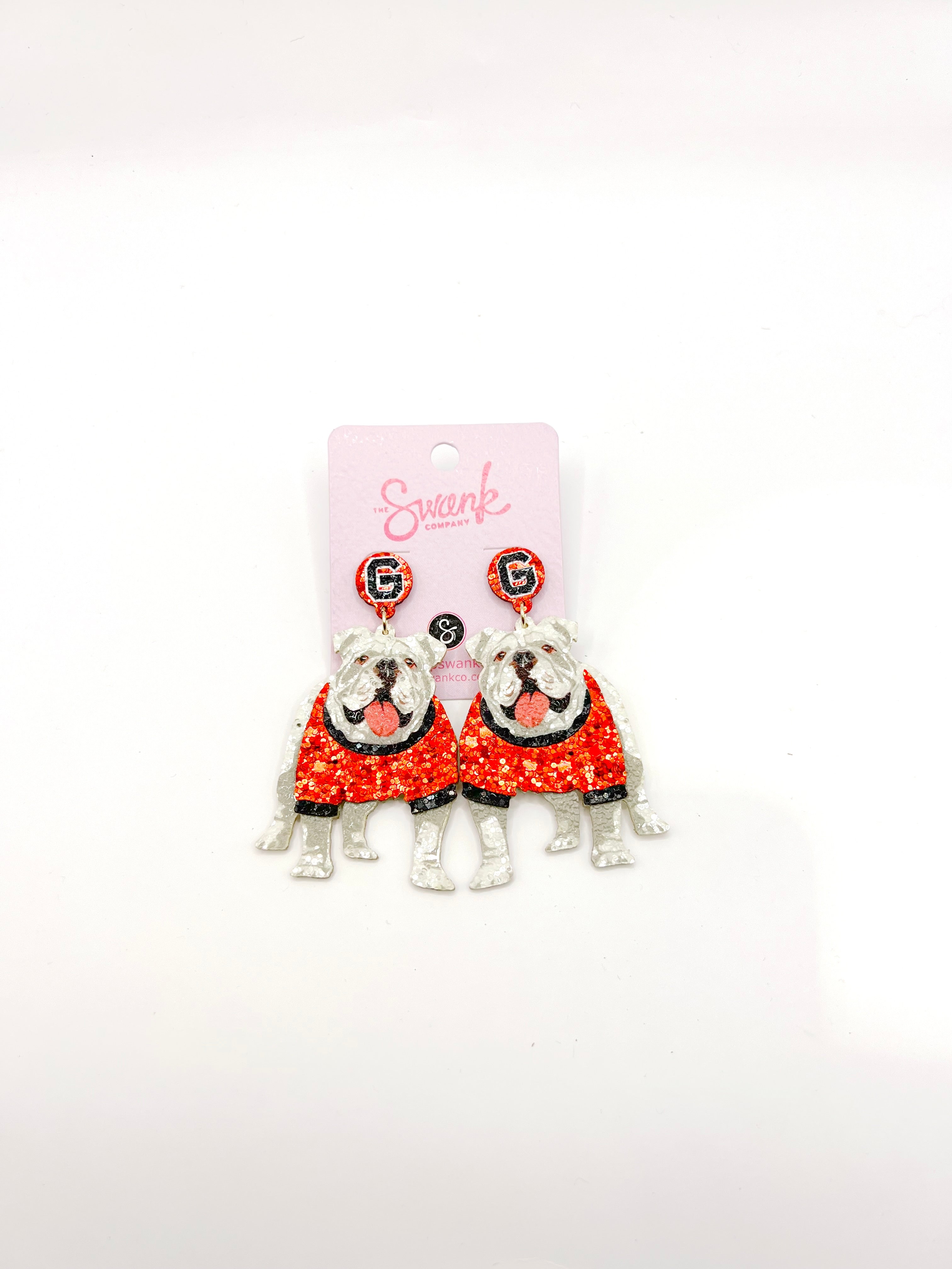 Georgia Bulldog Glitter Earrings