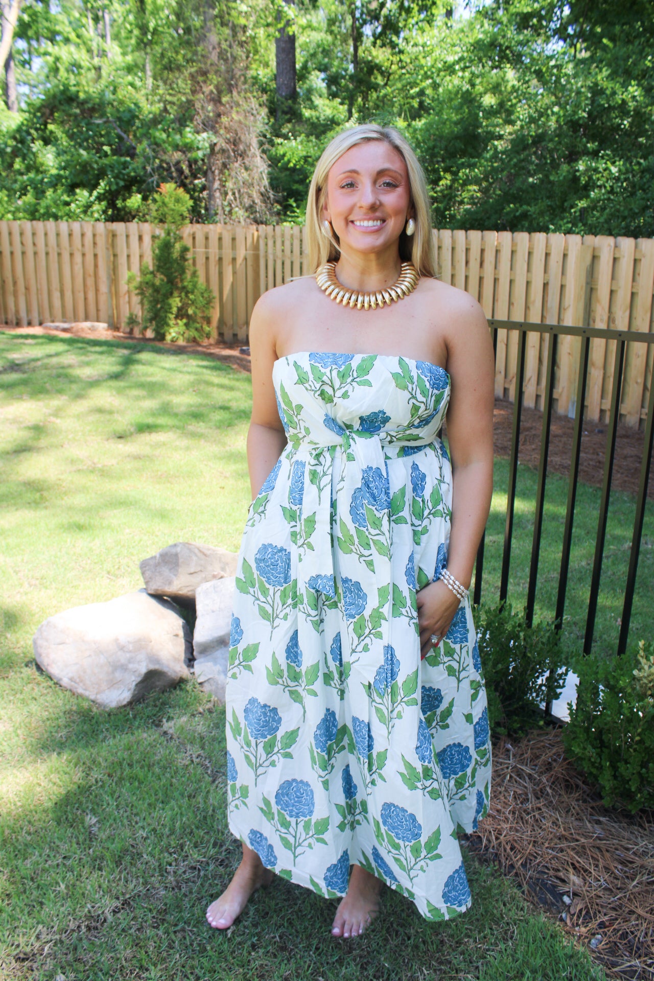 Hazel Floral Tie Front Maxi Dress