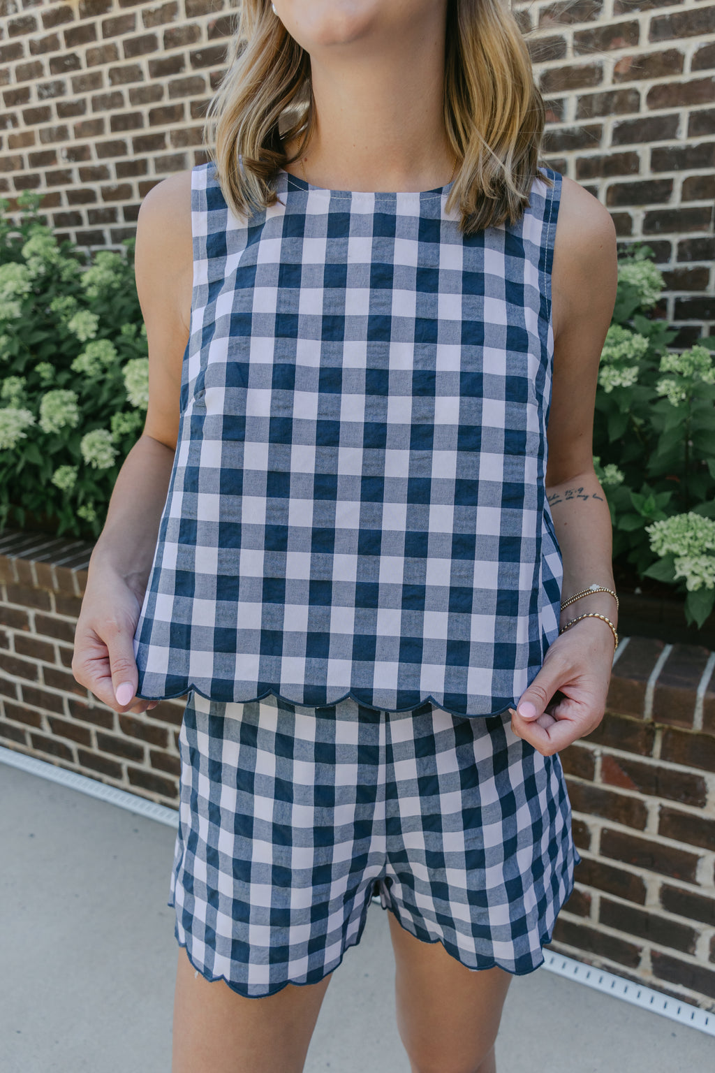 Liana Gingham Scalloped Shorts