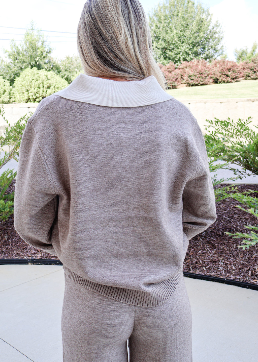 Isabelle Collared Knit V‑Neck Sweater