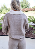 Isabelle Collared Knit V‑Neck Sweater