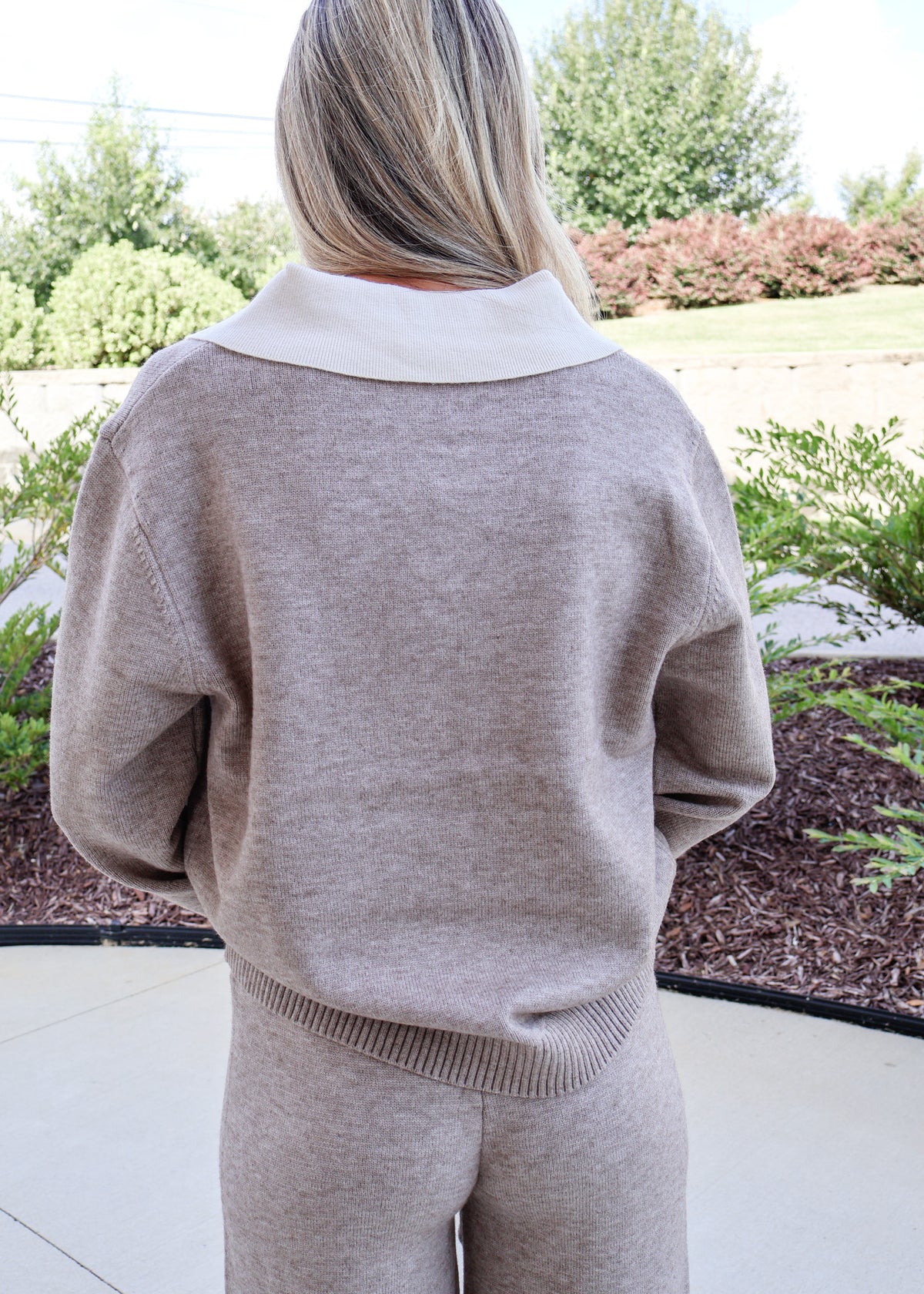 Isabelle Collared Knit V‑Neck Sweater