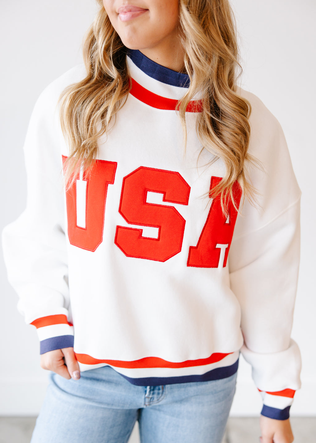 USA Contrast Trim Sweatshirt