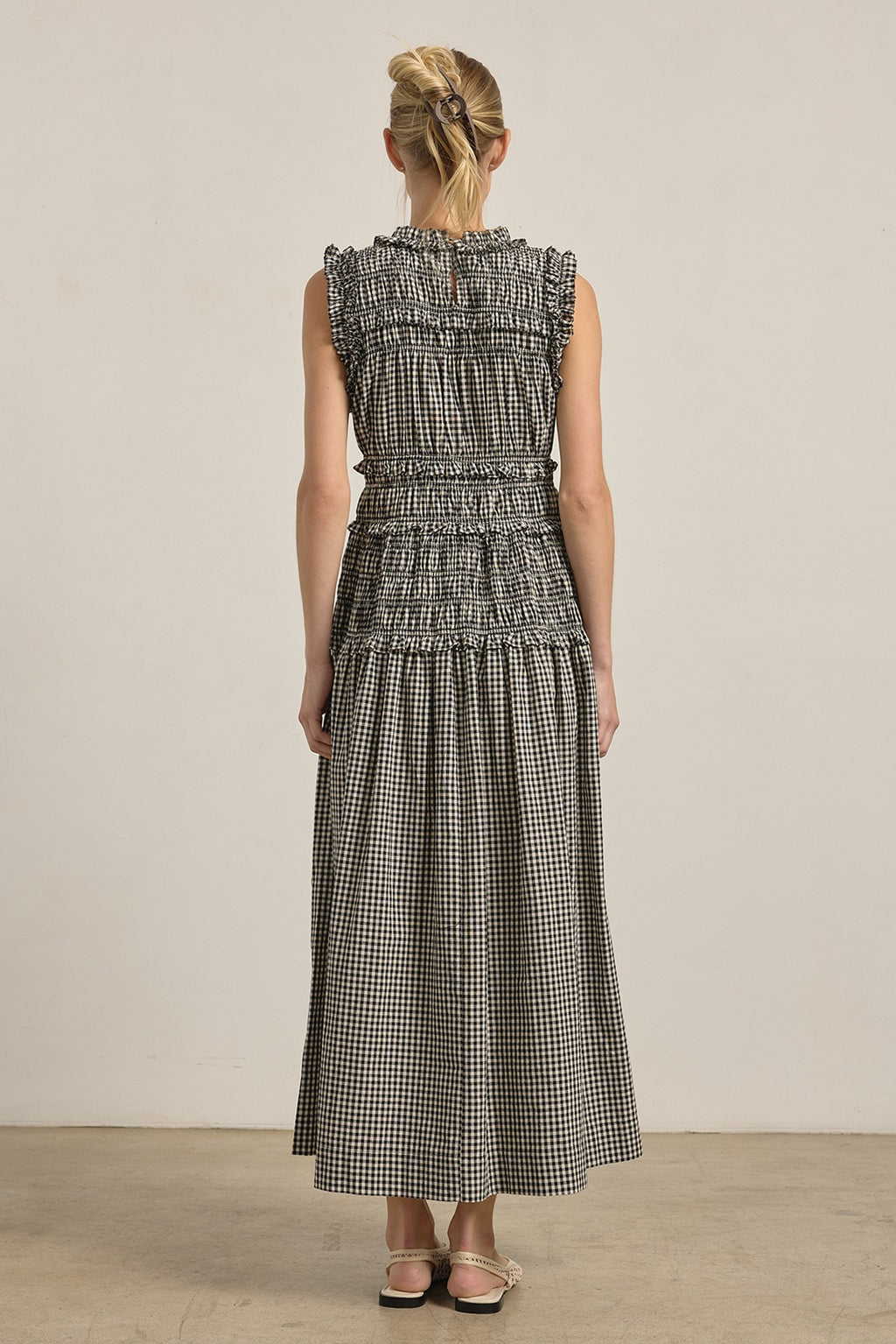 Greta Smocked Gingham Maxi Dress