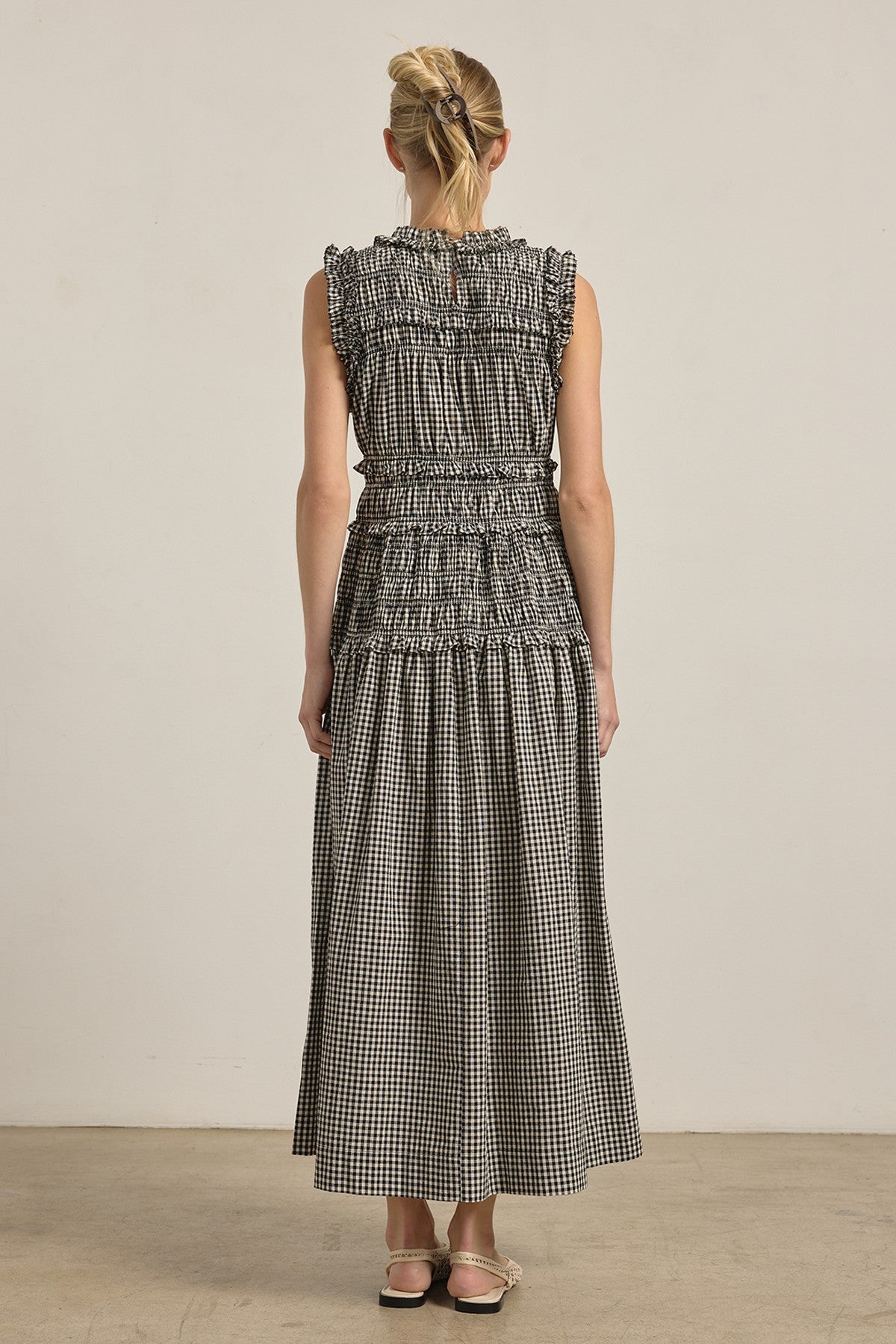 Greta Smocked Gingham Maxi Dress