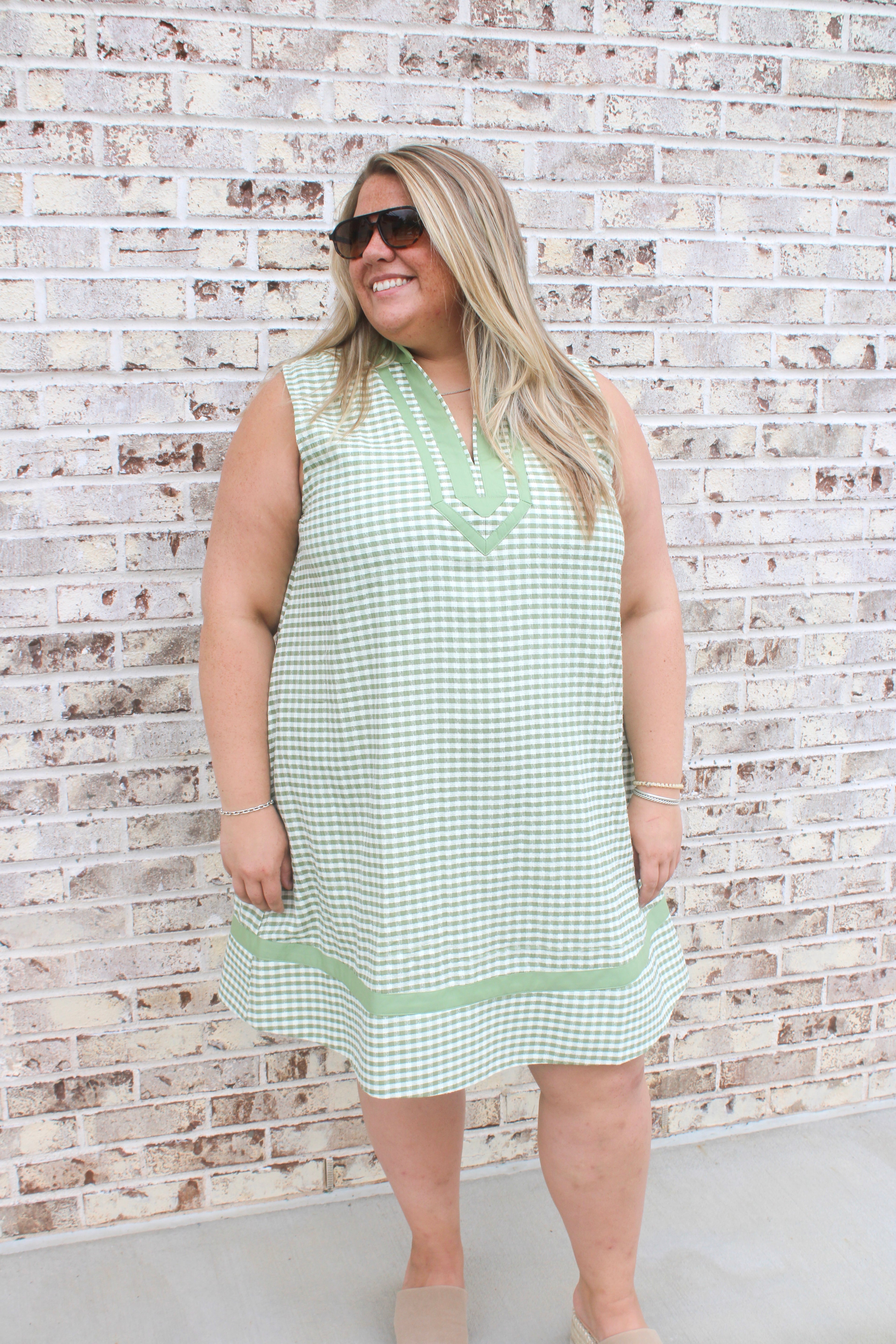 Green Gingham Shift