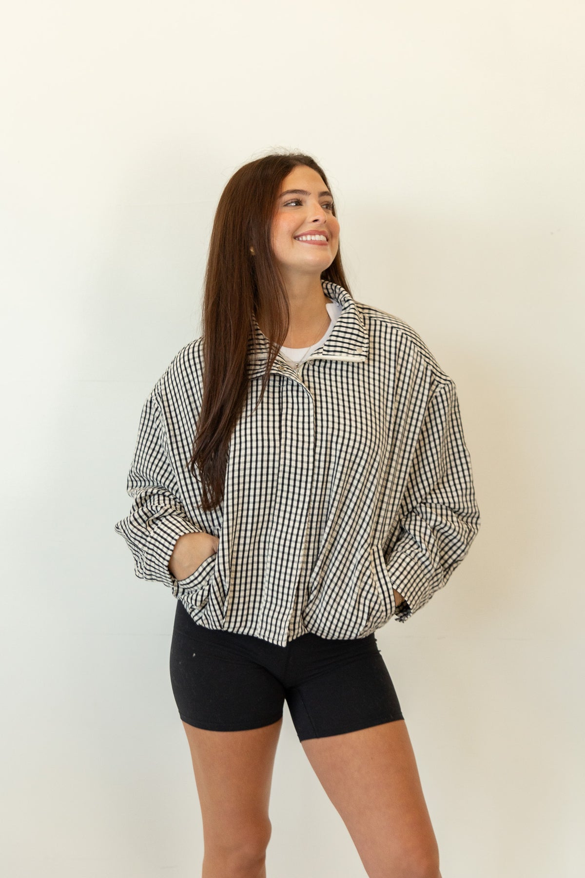 Gracelyn Gingham Bomber Jacket