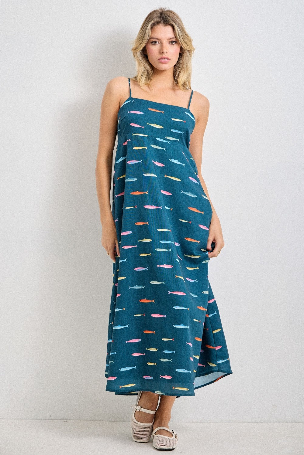 Capri Fish Print Midi Dress