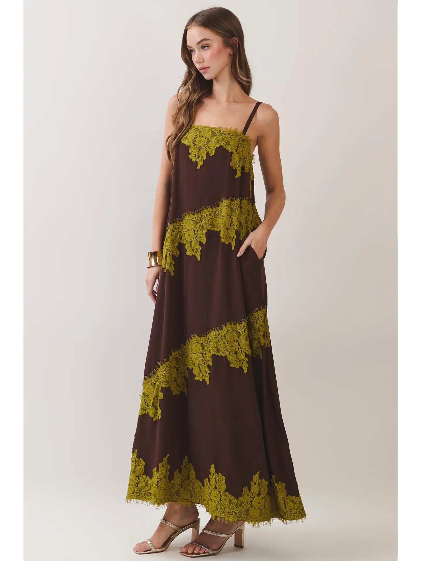 Gianna Lace Trim Midi Dress